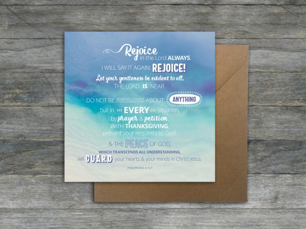 'Rejoice in the Lord always' Greetings card