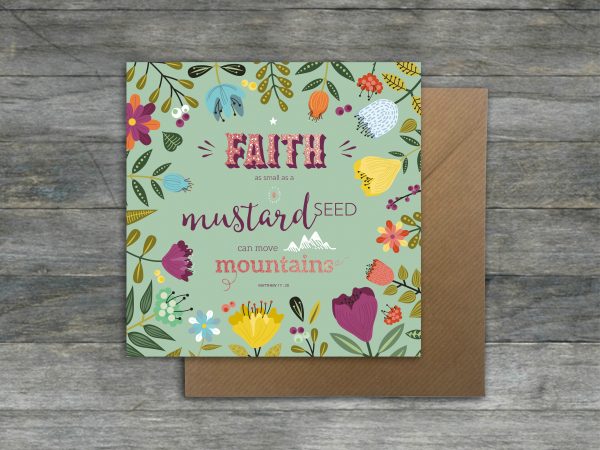 'Faith as small as a mustard seed' Greetings card (floral)