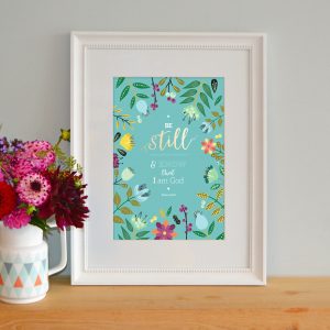 OAK-PRI06_Frame_Be still and know floral OAK-PRI06_Frame_Be still and know floral